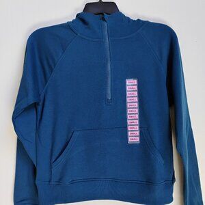 Size small kangaroo pocket, cotton blend fleece fabric hoodie.